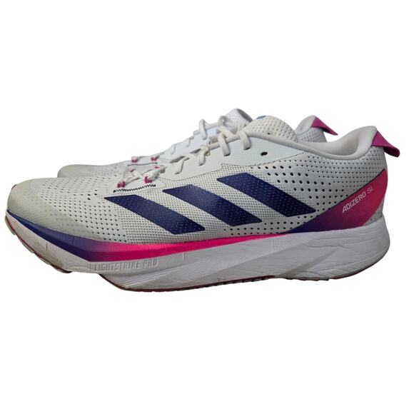 Mens 11.5 Adidas Adizero SL Running Shoes White Blue Fuchsia Cloud main image 11